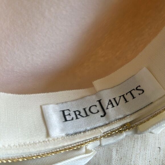 Eric Javits Cream & Gold Big Bow Beret Hat - Picture 6 of 6